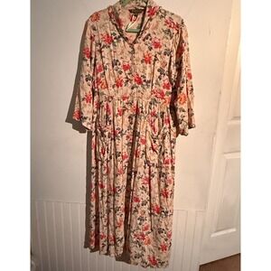 April Cornell Large Dress Cottagecore Prarie Boho Floral Feminine Peasant Modest